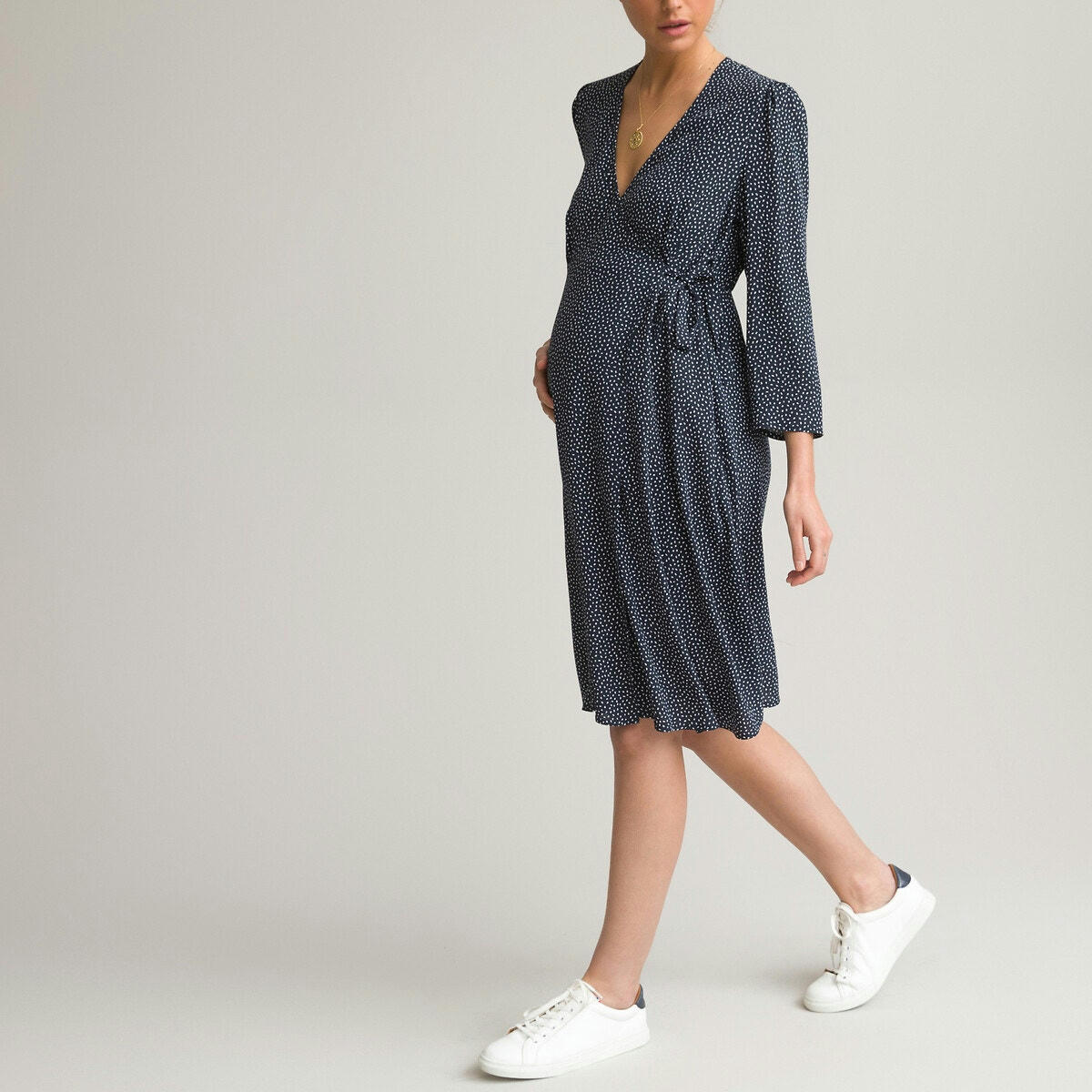 Robe de grossesse imprimé à pois, courte