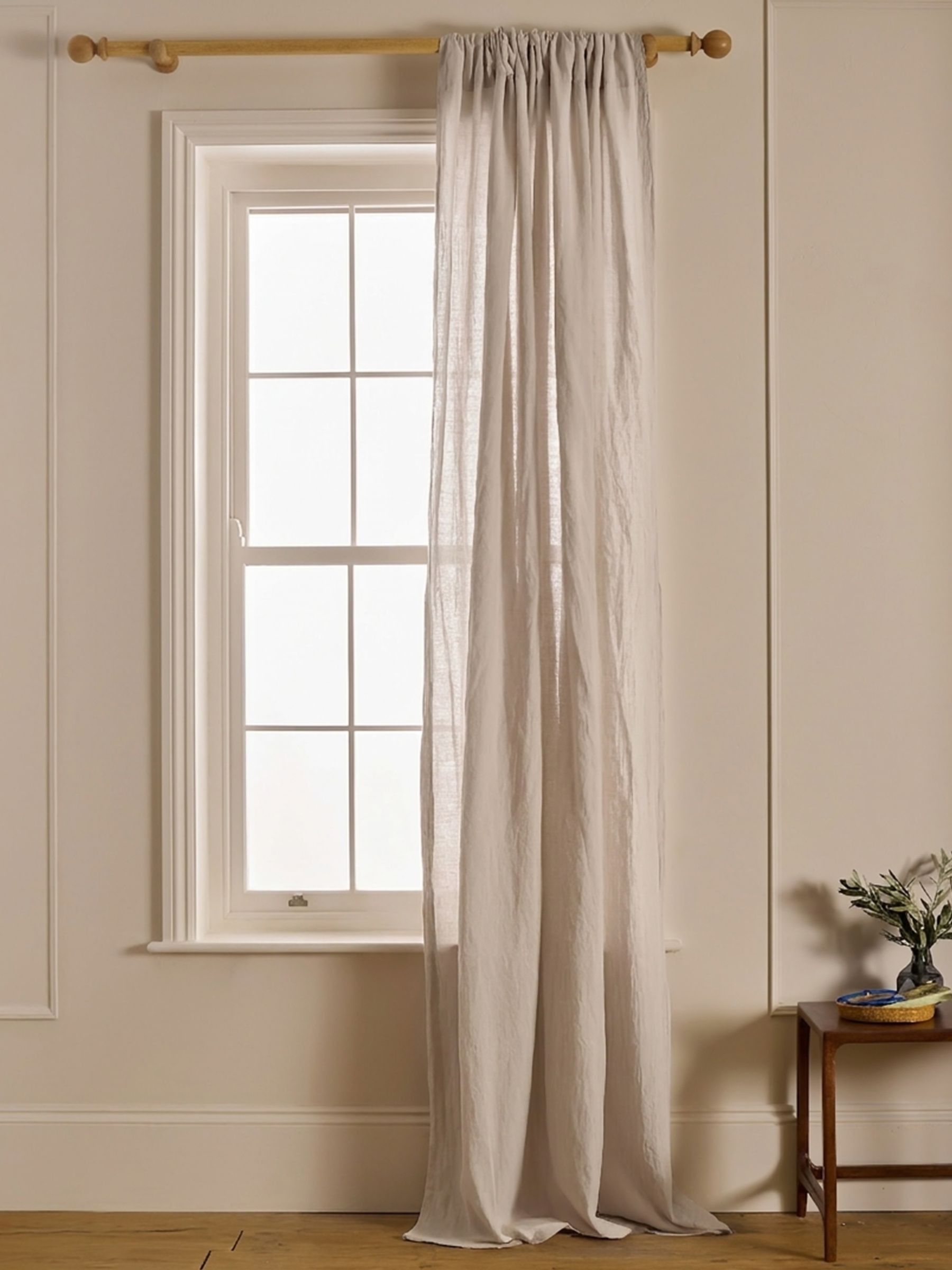 Secret Linen Store Pebble Grey 100% Linen Loop Top Slot Header Single Curtain