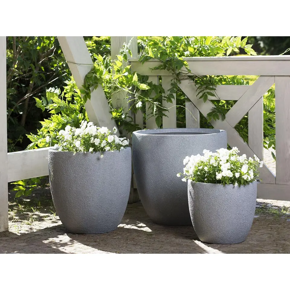 KANNIA - Bloempot - Grijs - 46 cm - Klei-vezelmengsel