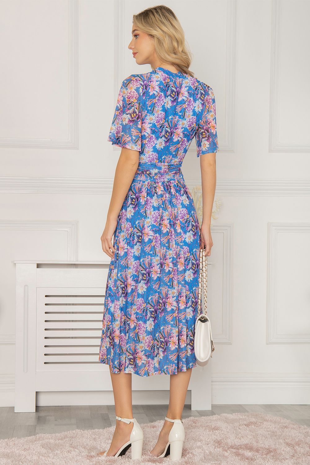 Jolie Moi Danika Keyhole Neck Mesh Dress