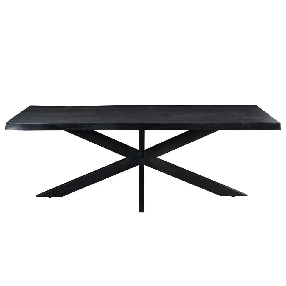 Livingfurn - Zwarte Eetkamertafel Kala - Mangohout - 220 cm