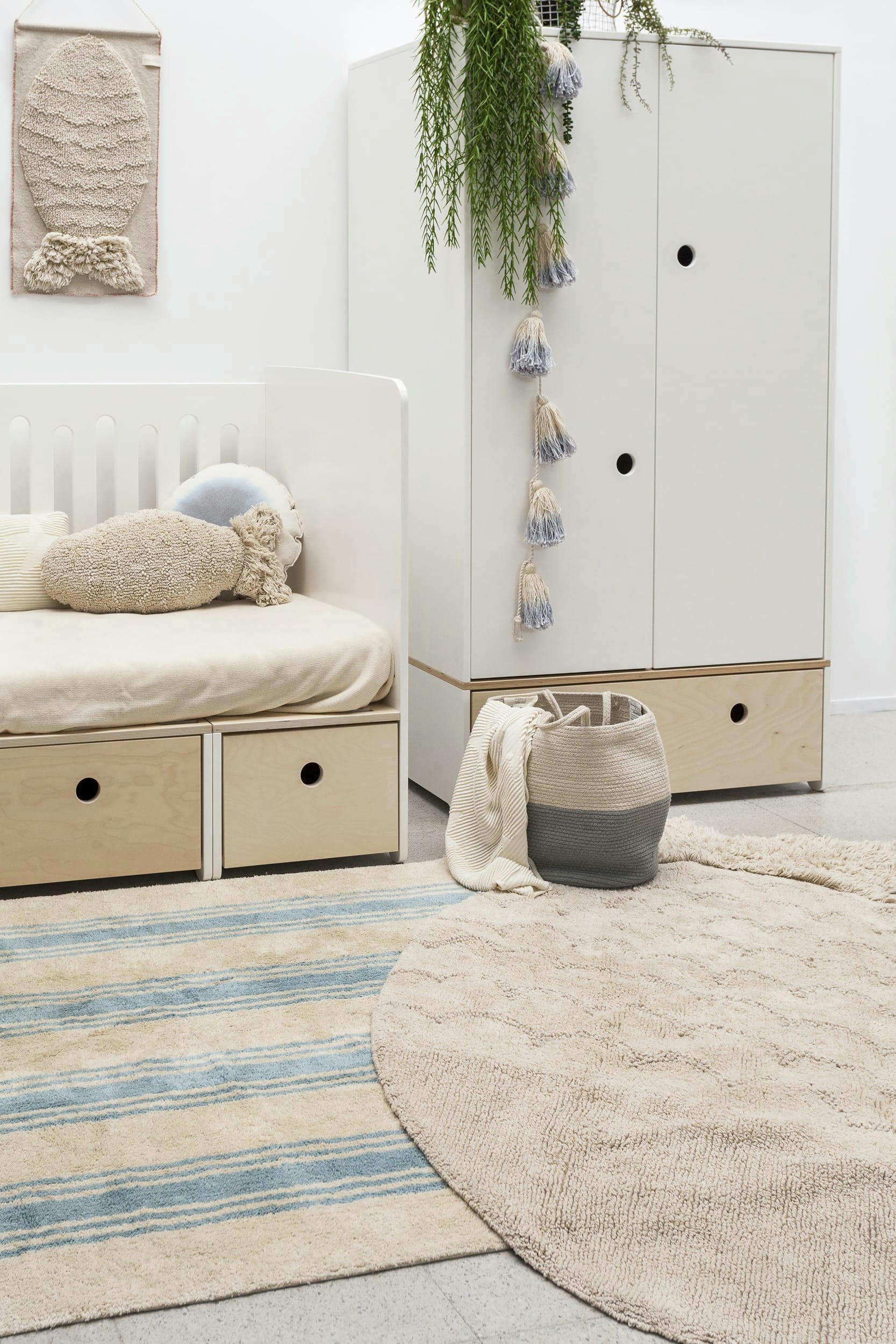 TIE-DYE - Guirlande en coton doux bleu 170cm