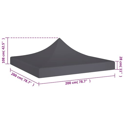 NNEVL Party Tent Roof 2x2 m Anthracite 270 g/m&sup2;