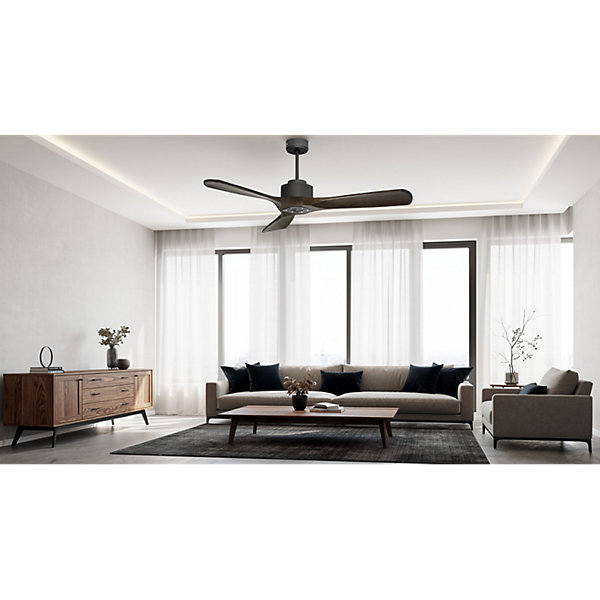 Modulo Regular Ring - Super destratificateur et ventilateur DC 132 cm Gris basalte pales bois sombre sans Lumière25 à 40 m²