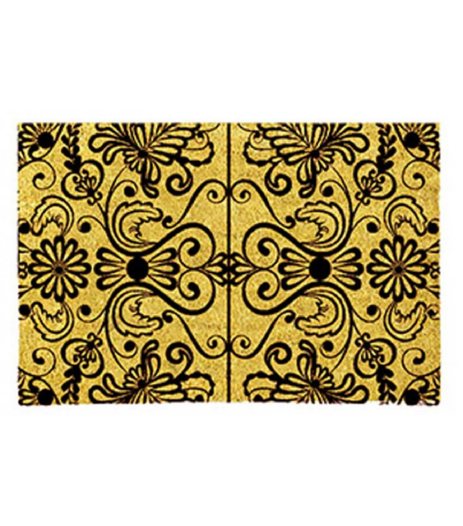 VOLUTES - Paillasson en coco motifs volutes noires 70x40cm