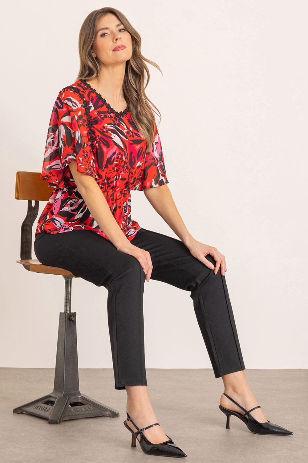 Klass. Floral Printed Cape Top