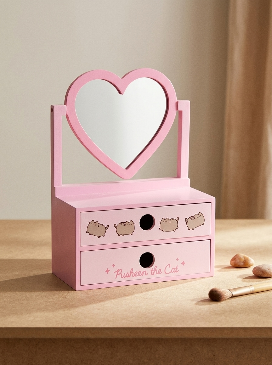 Szafka z lustrem w kształcie serca Pusheen