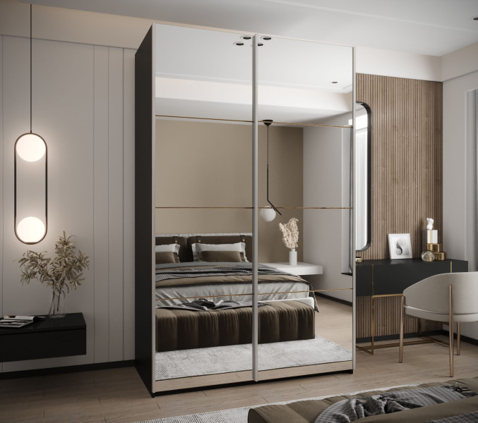 Szafa przesuwna 64 wysoka Lux 2 150 czarny artisan srebrny