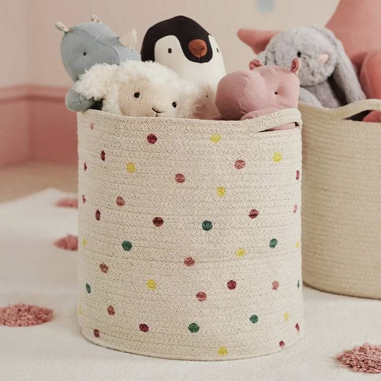 Great Little Trading Company Rope Storage Basket-Pastel Spot