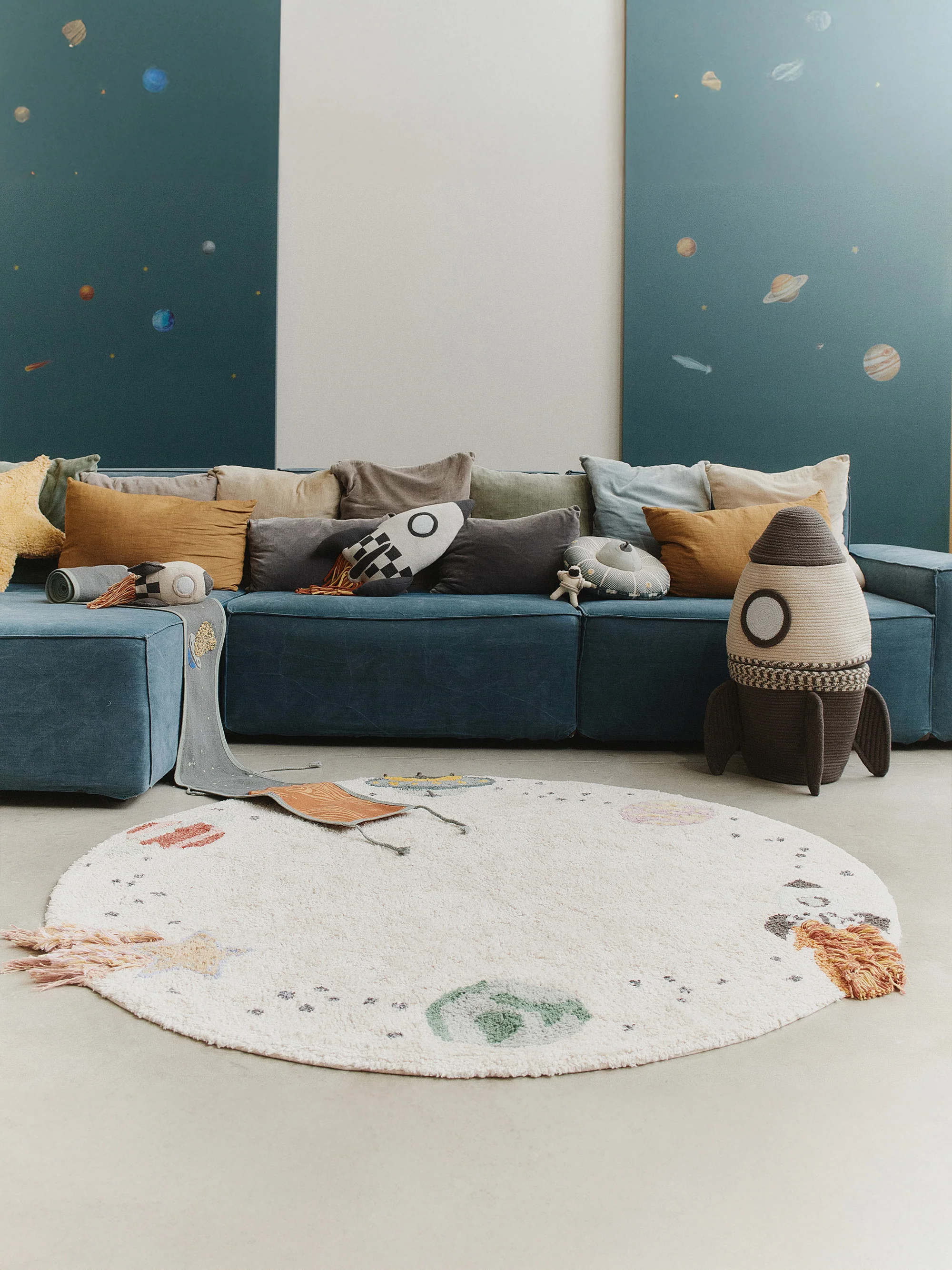 Runder Kinderteppich Interstellar Journey, waschbar