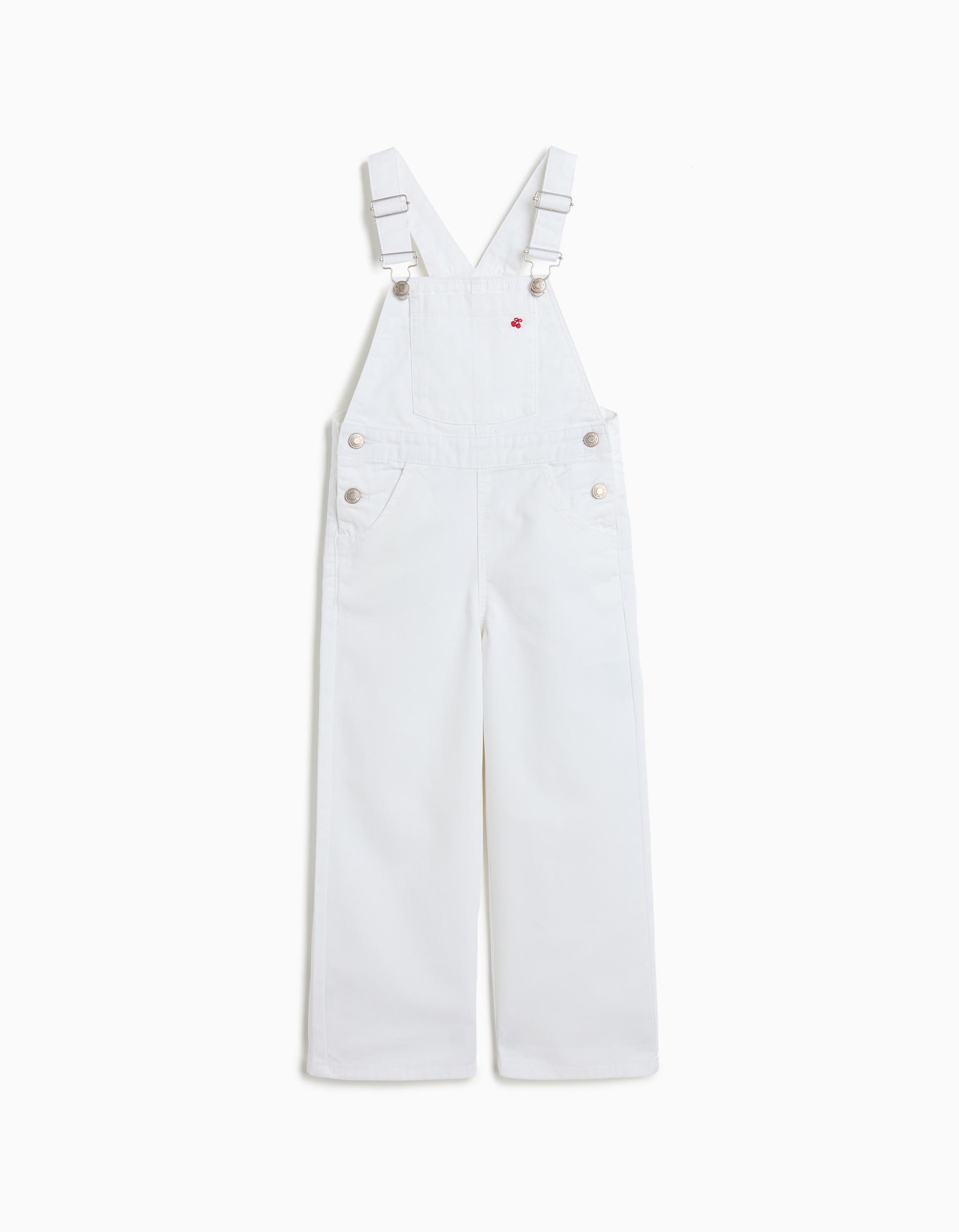 Jardineiras de Ganga 'Wide Leg', Menina, Branco