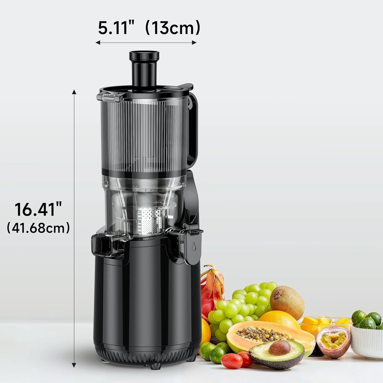 Cold Press Juicer, Slow Masticating Machines with 5.3 Extra Large Feed Chute Fit Whole Fruits  Vegetables Easy Clean Self Feeding Effortless for Batch Juicing, High Juice Yield, BPA Free 250W(Black)