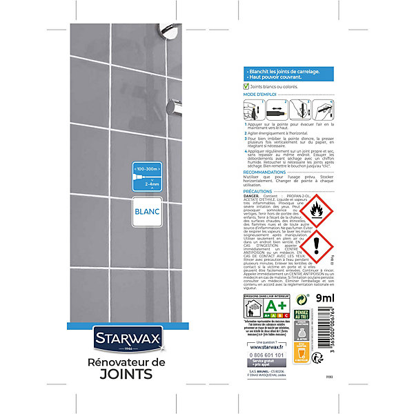 Feutre blanchisseur joints   3 pointes de rechange Starwax