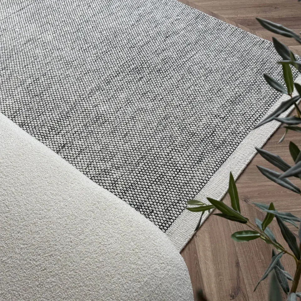 Interieur05 wollen vloerkleed Taff zwart/wit - 240 x 340 cm