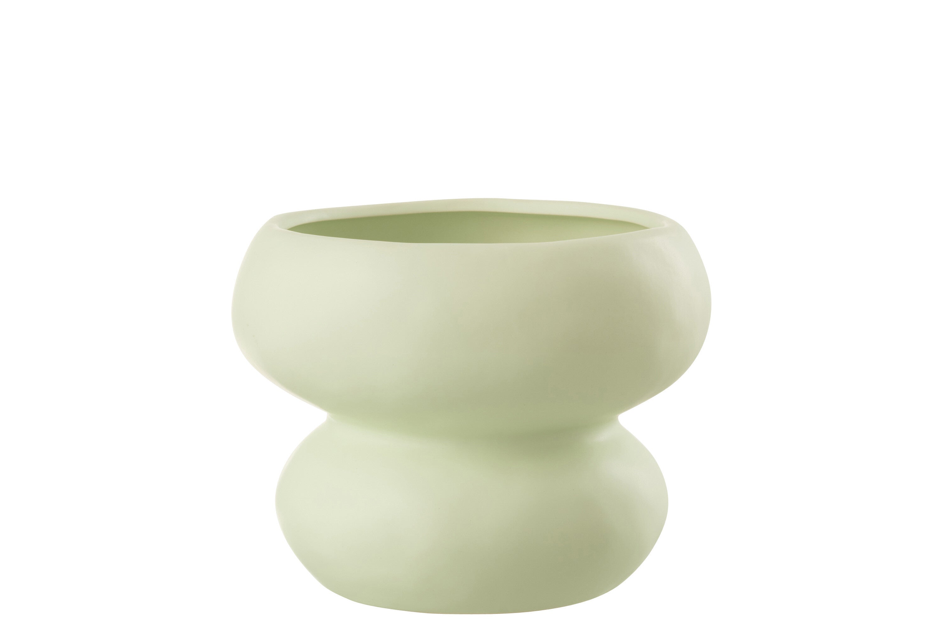 J-Line bloempot Cirkel - porselein - lichtgroen - Ø 19.5 cm