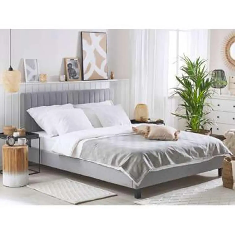 POITIERS - Tweepersoonsbed - Lichtgrijs - 140 x 200 cm - Polyester