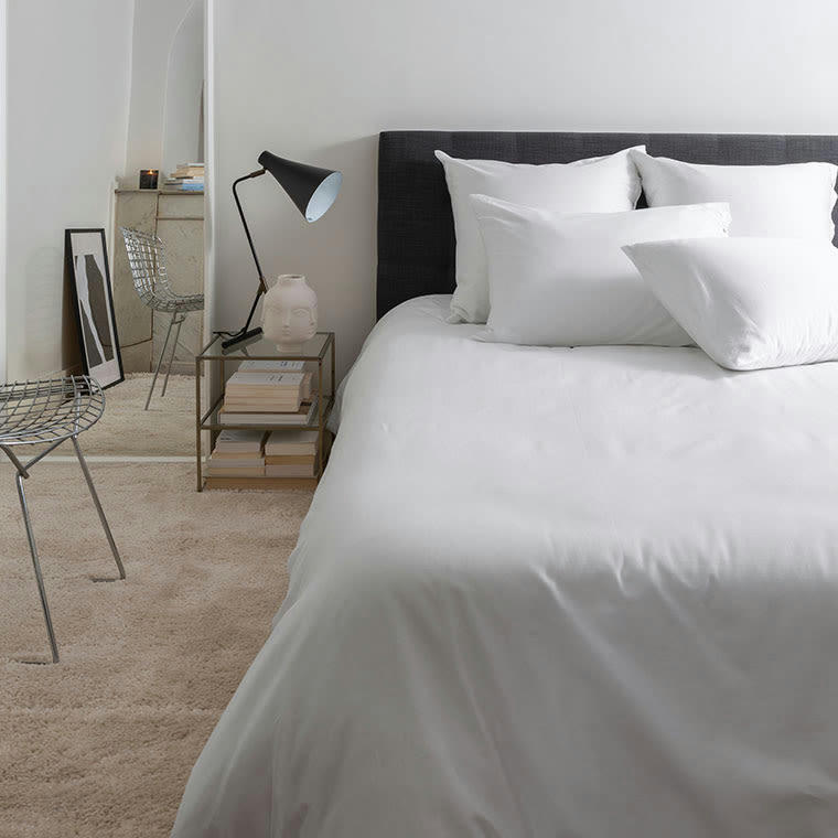QUARTZ - Housse de couette satin de coton lavé bio uni blanc 200 x 200 cm