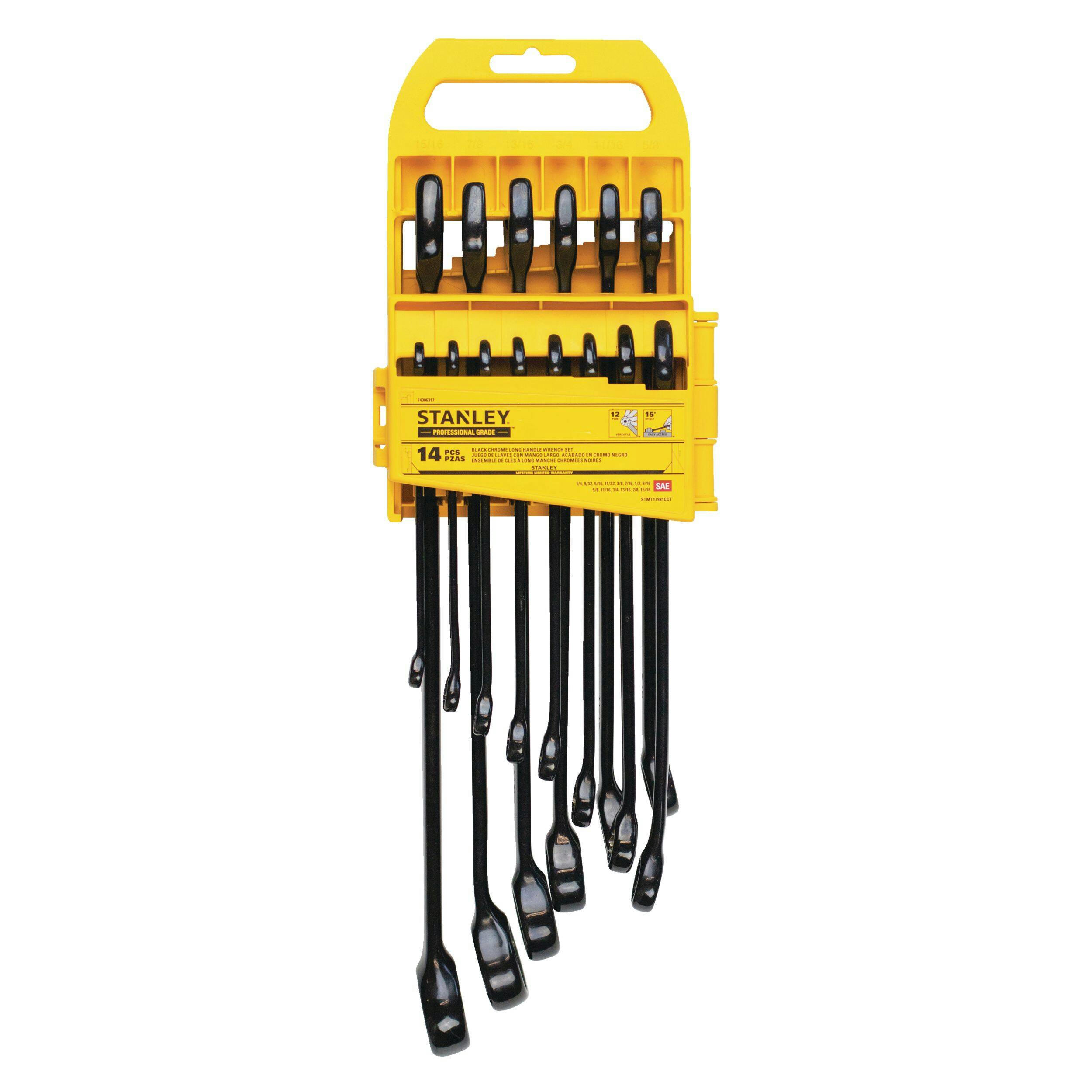 Stanley Professional Grade Black Chrome Wrench Set, SAE, 14-pc