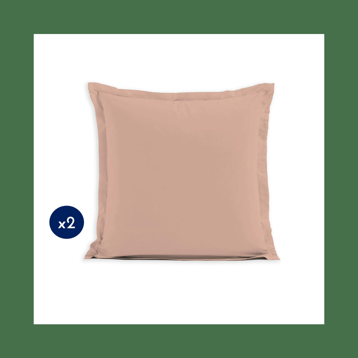 - Lot de 2 taies carrées 100% coton - Rose - 63x63 cm