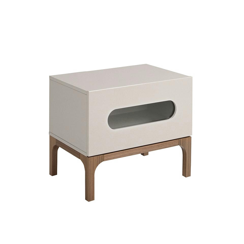 - Table de chevet avec éclairage intérieur, Gris et Noyer
