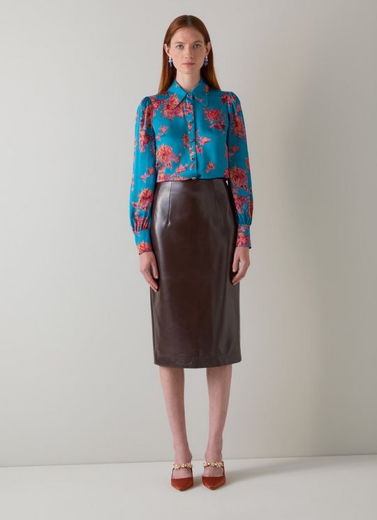 Sonya Blue Floral Viscose Silk Blouse