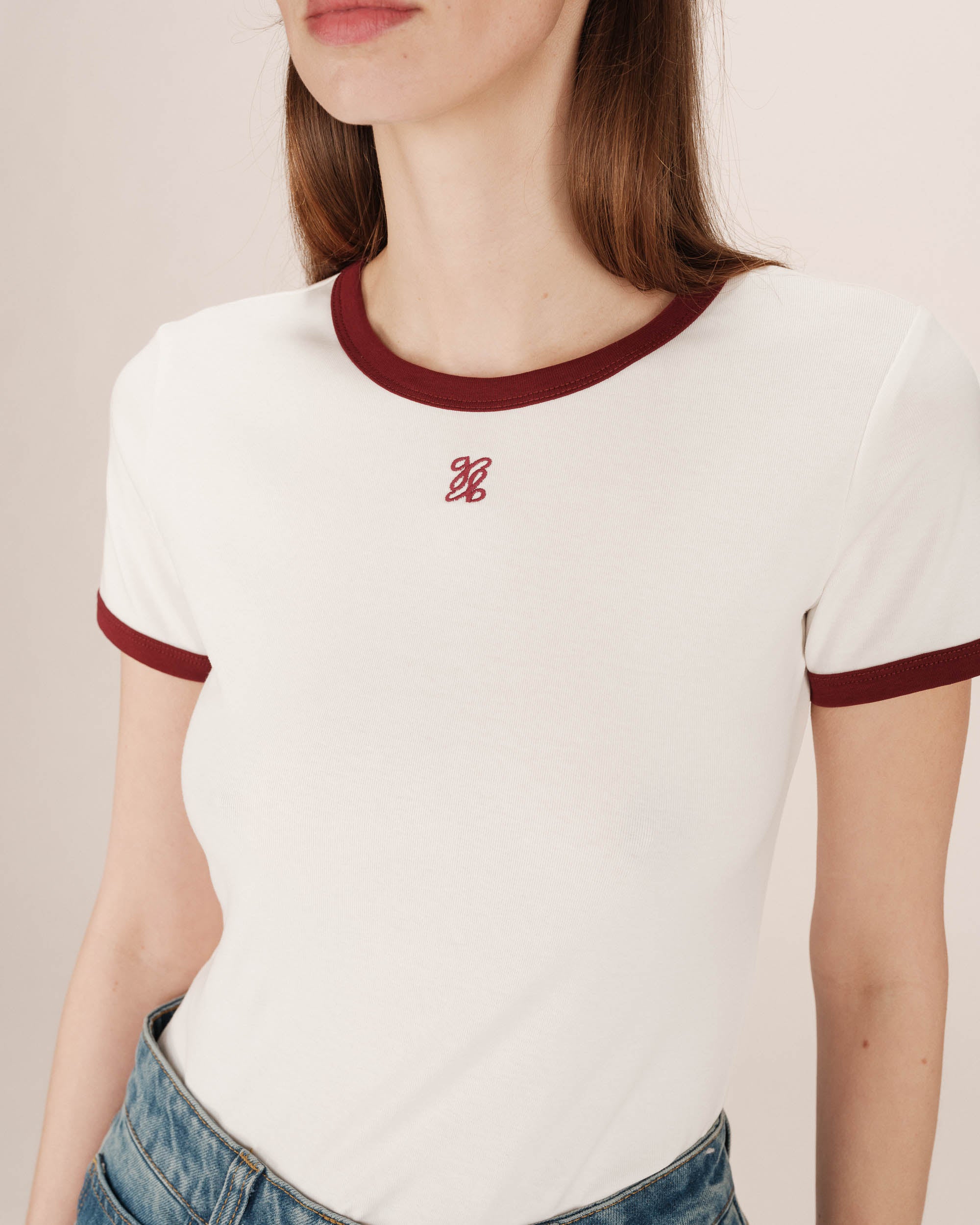 T-shirt monogramme g&m brode ecru Sany
