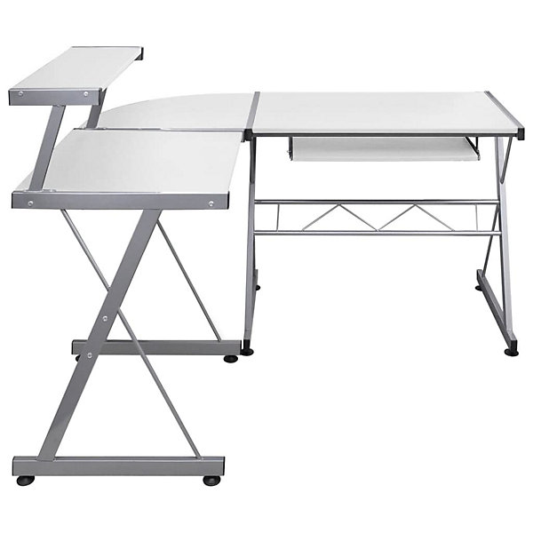 Bureau d'ordinateur d'angle Blanc 132x112x99 cm Bois ingénierie vidaXL