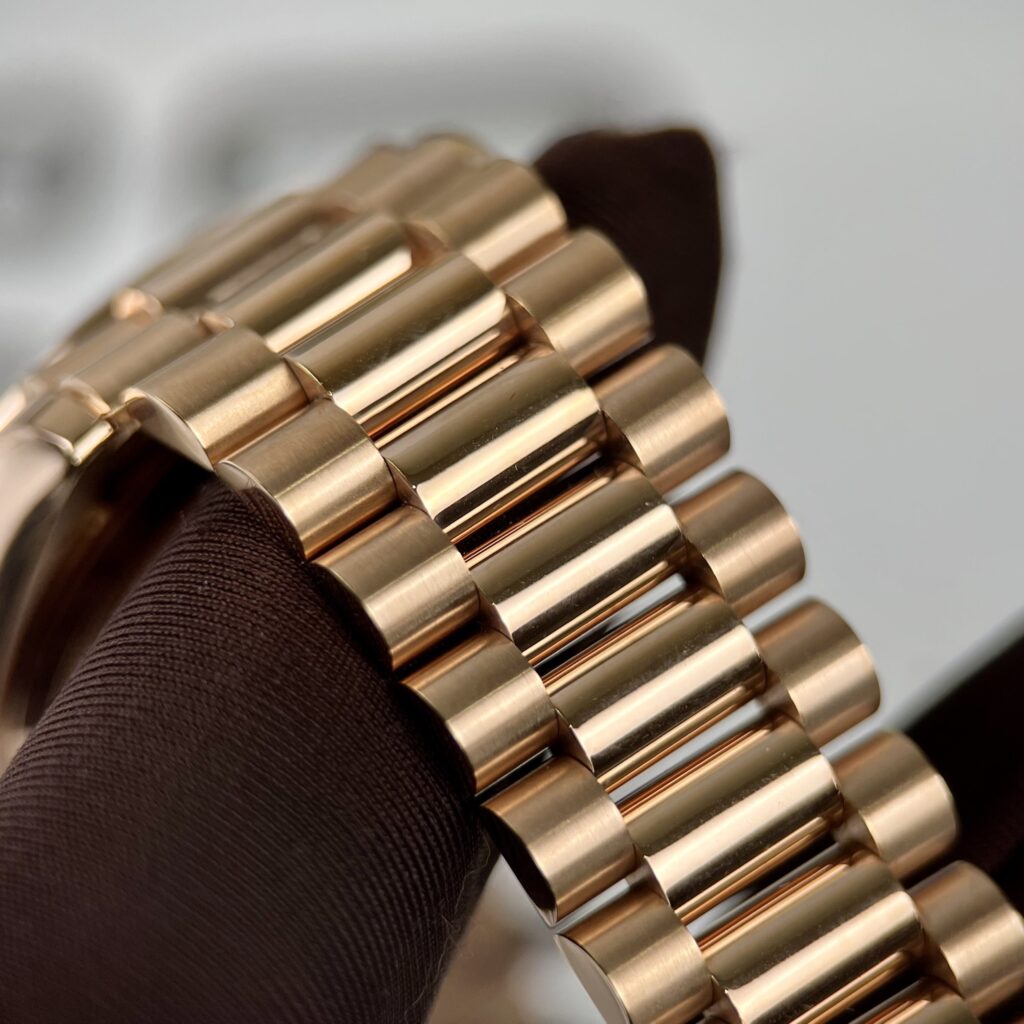 Rolex Day-Date RG Plated Chocolate Dial Baguette Diamond 36mm Super Clone