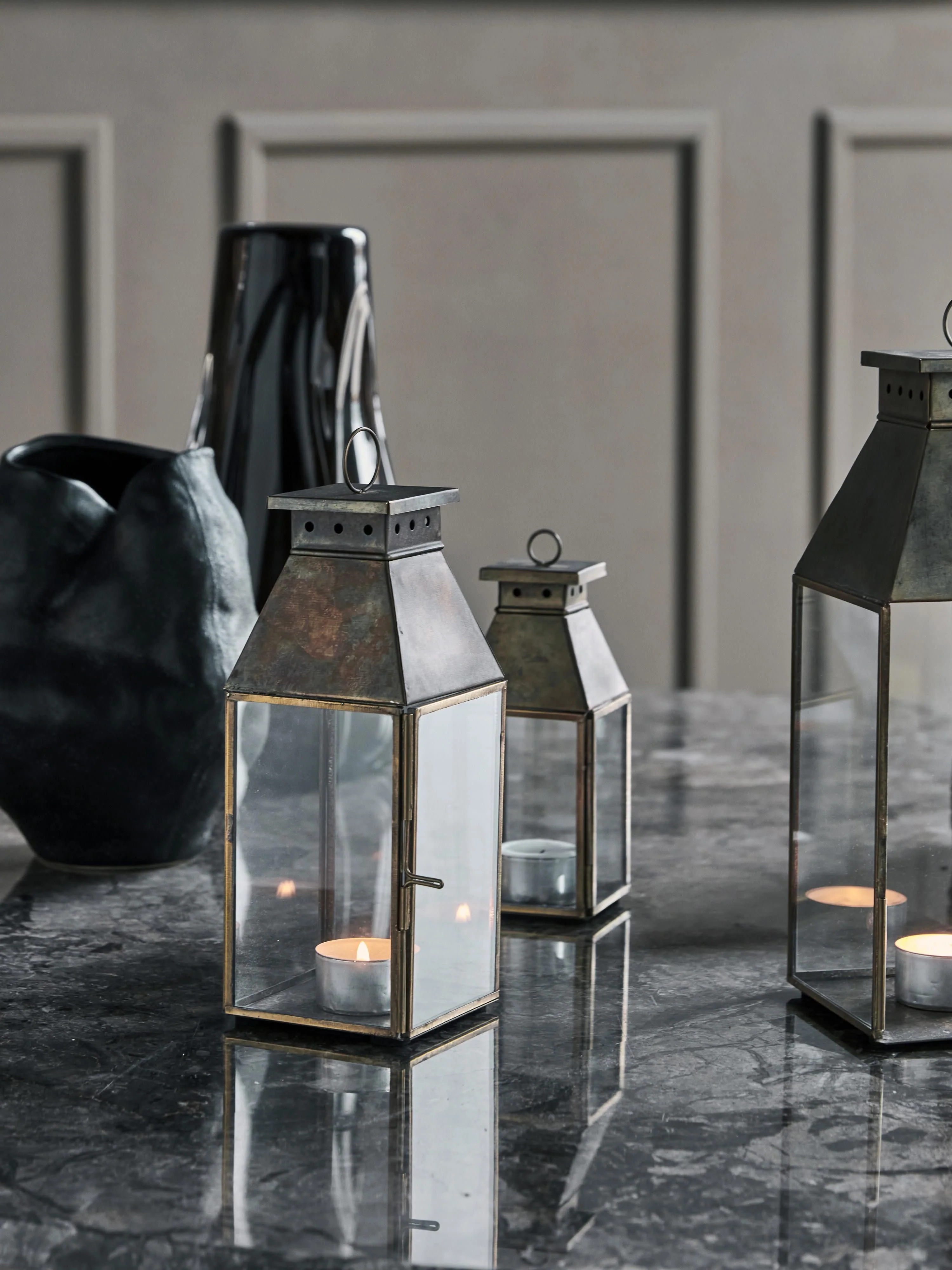 Handgefertigte Windlichter Tilka, 2er-Set