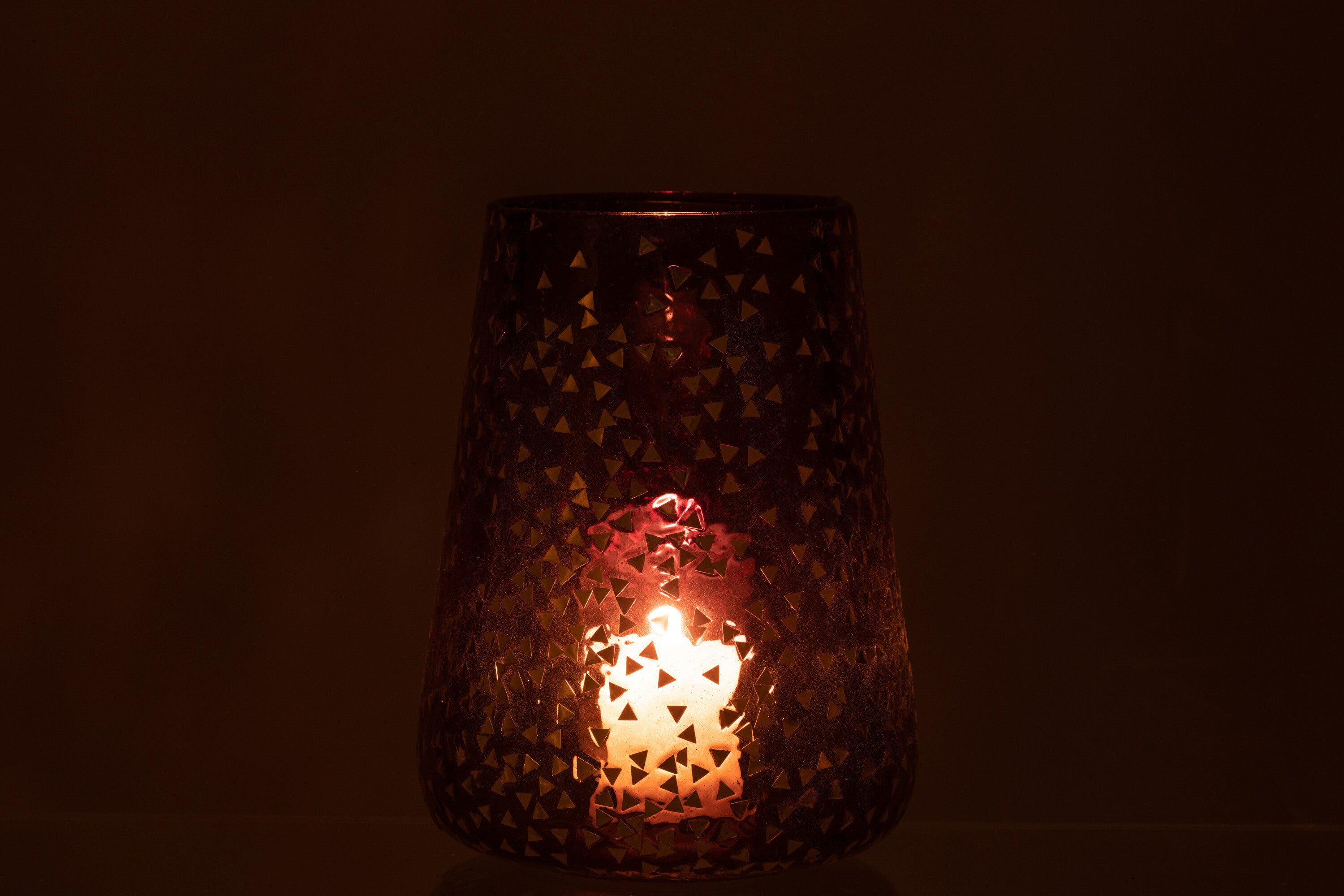 J-Line windlicht Driehoek - glas - zwart/goud - extra large