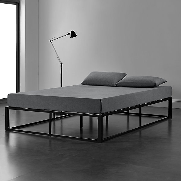 Cadre de lit double Kreta en Métal 180 x 200 cm Noir en.casa