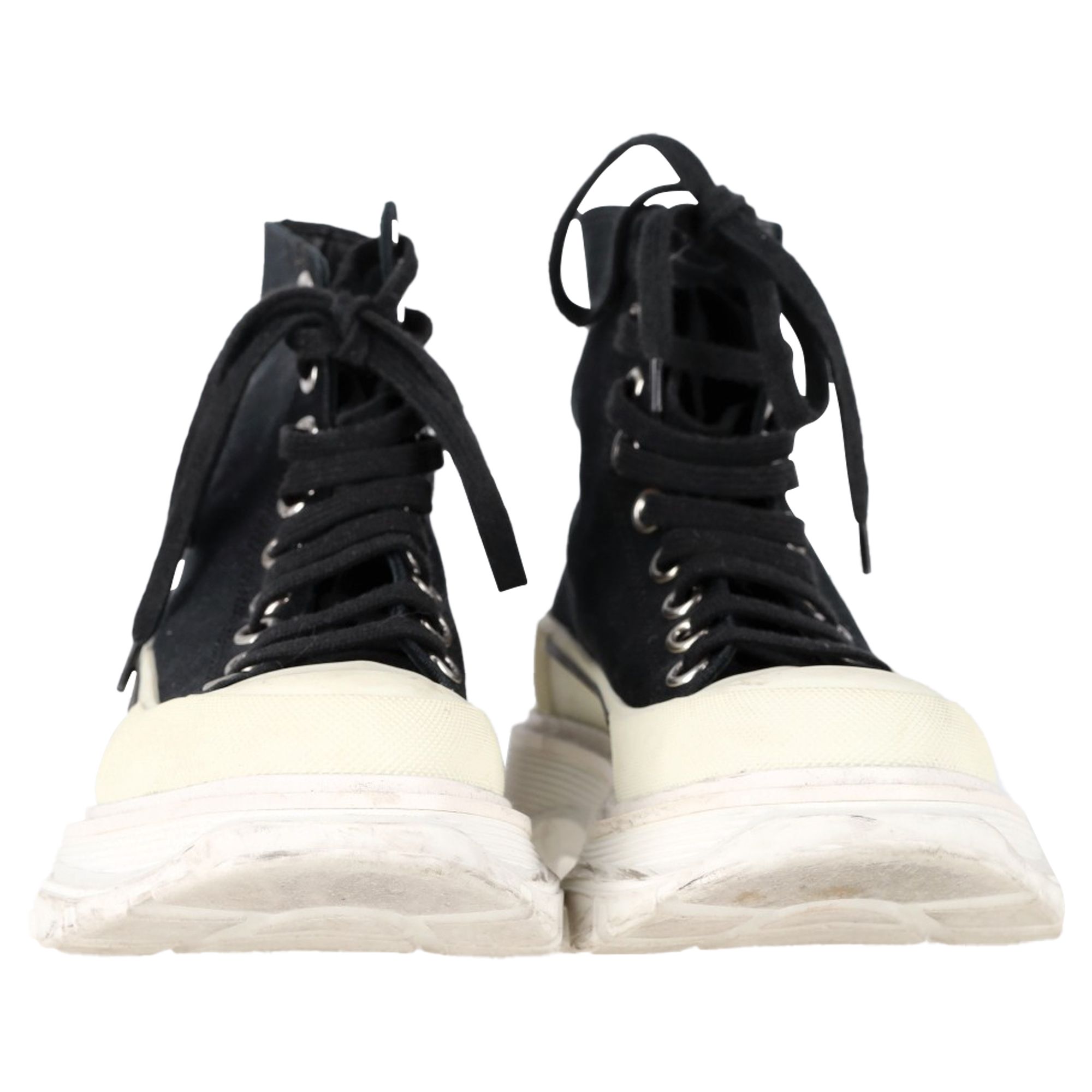 Alexander McQueen Preloved Tread Slick High-Top Sneakers in Black Canvas
