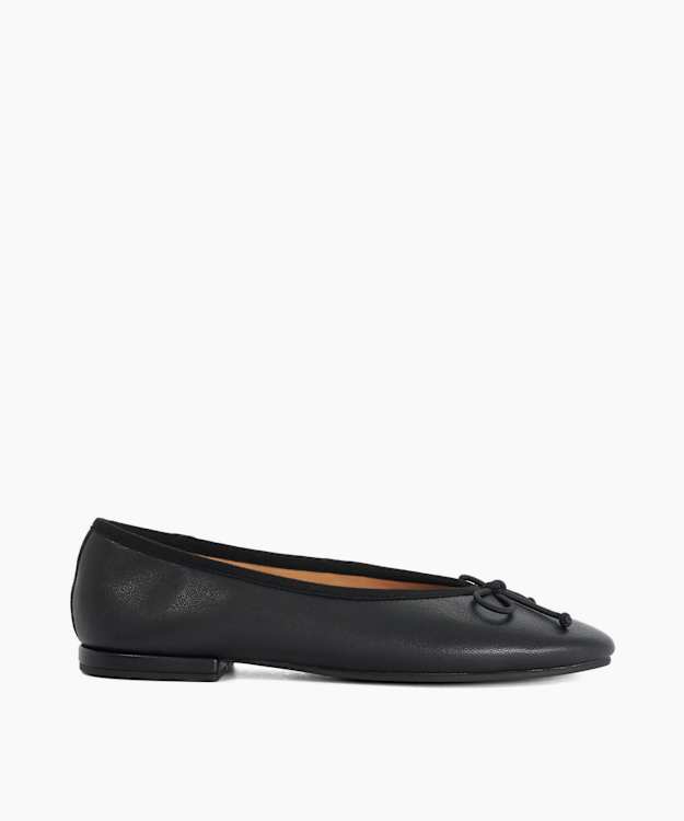 Honeydrop T Black - Leather Bow-Detail Ballet Flats