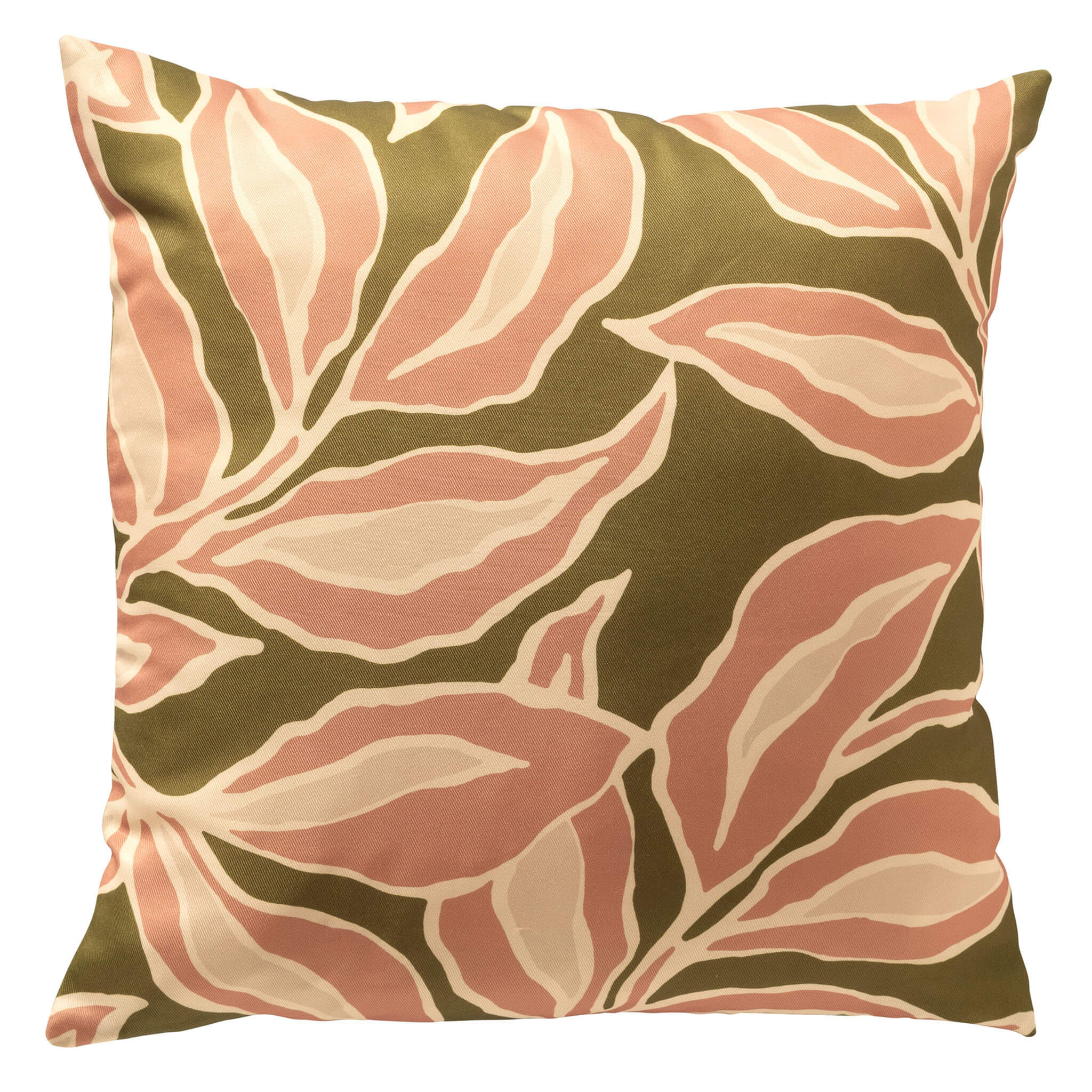 ELARA - buitenkussen 40x40 cm - bladmotief - Muted Clay - roze, groen, beige