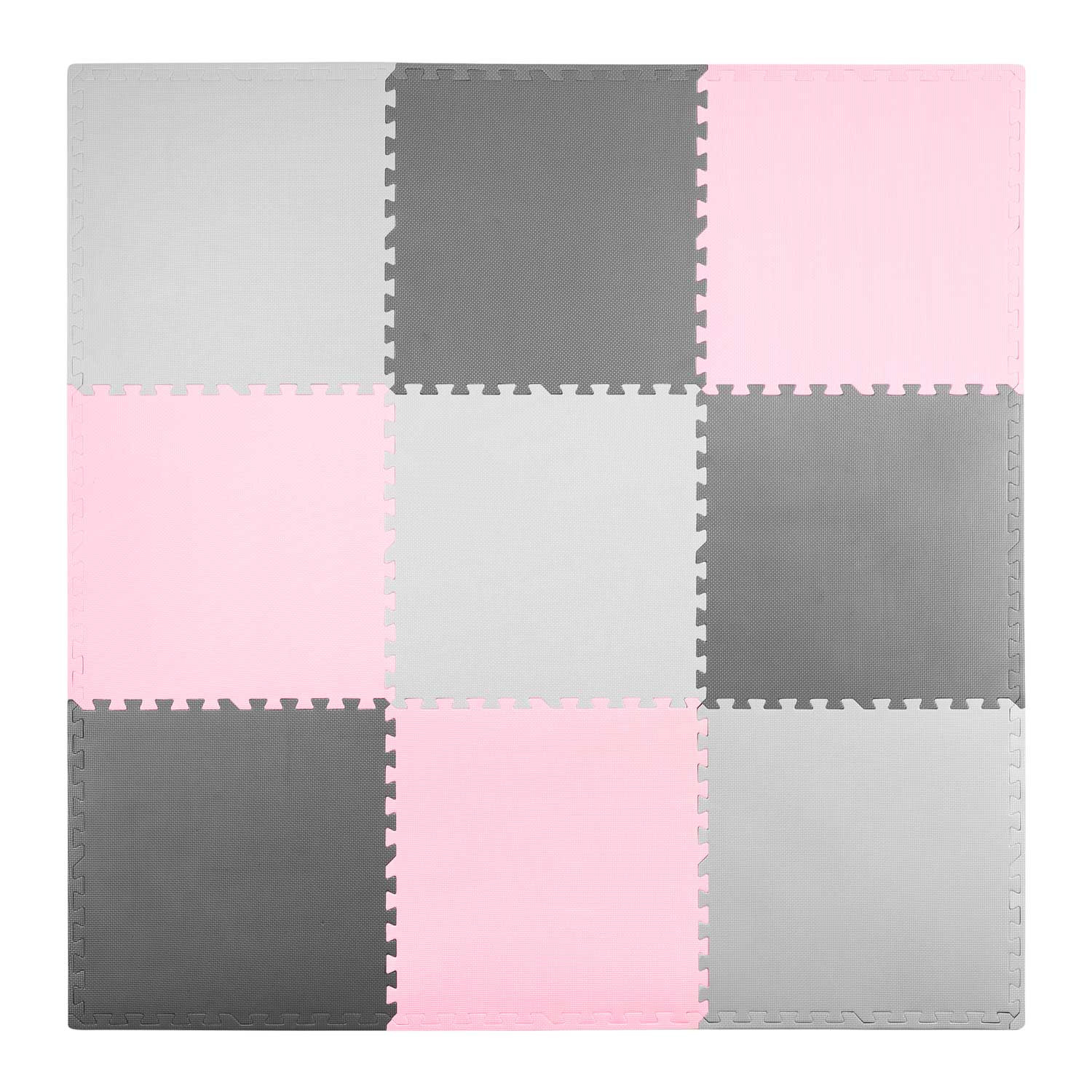 Duża mata piankowa Ricokids szaro-różowa puzzle 180x180 cm 738234