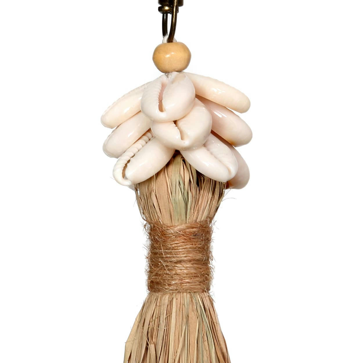 COWRIE - Porte-clés en coquillage et raffia naturel