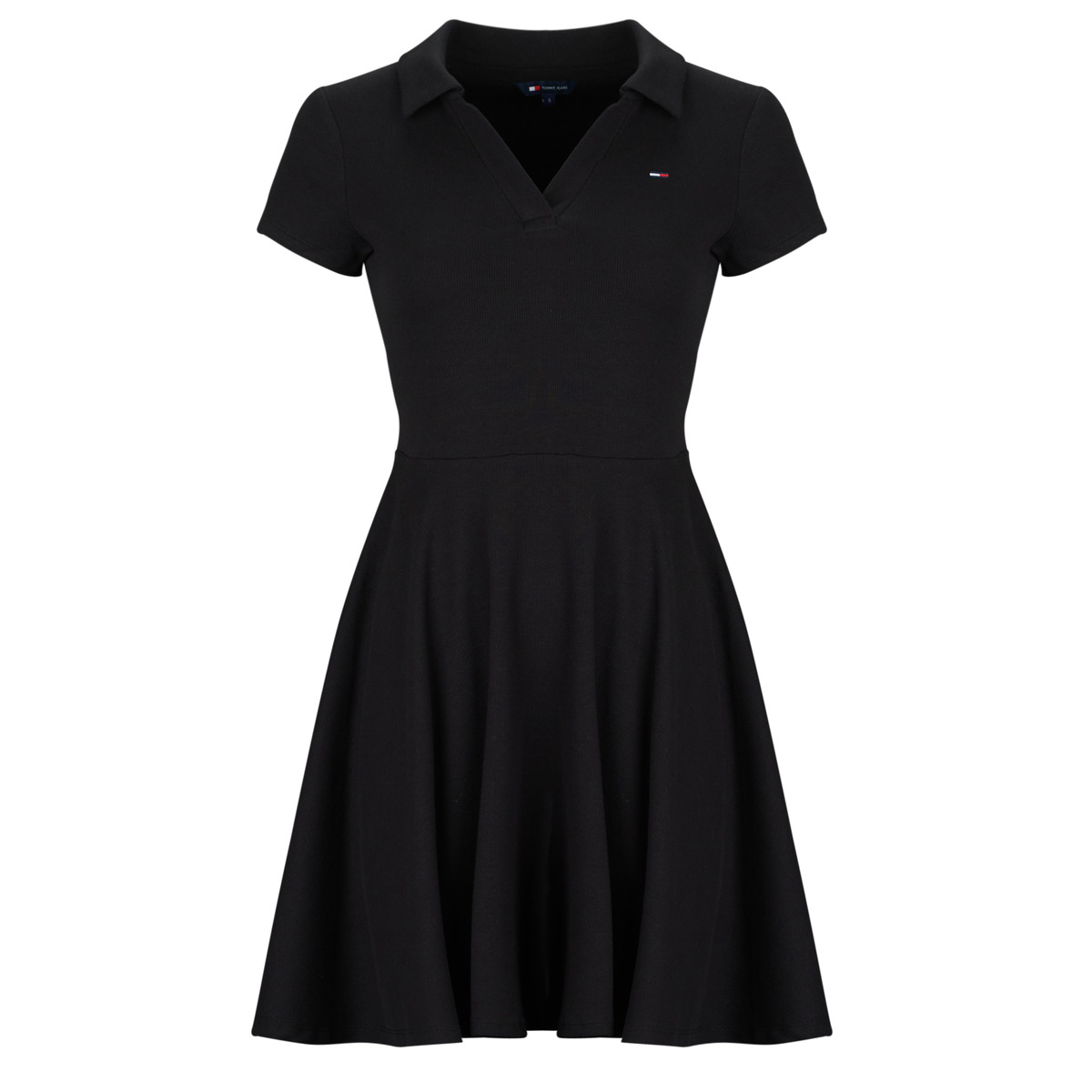 Tommy Jeans - TJW RIB F&F POLO MINI DRESS EXT - Black
