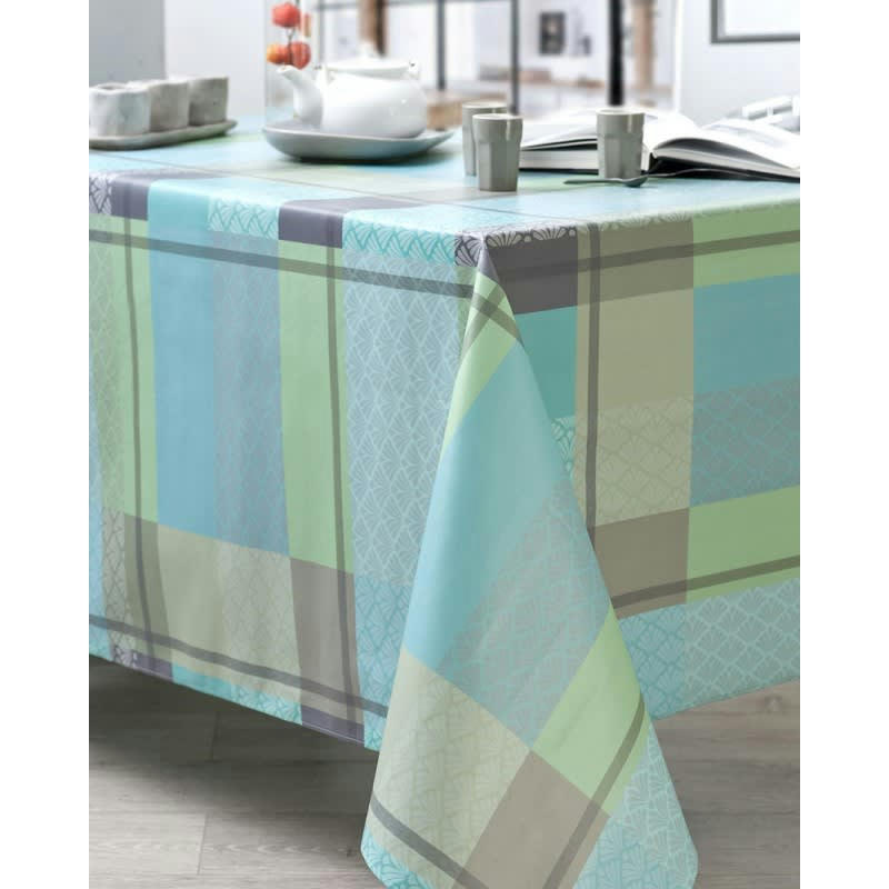 PALM - Nappe en coton enduit PVC azur 160x250 cm