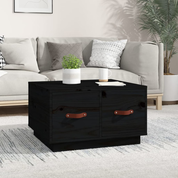Stolik Kawowy Ława Stół Czarny Drewniany 60x53x35 Szuflady Do Salonu