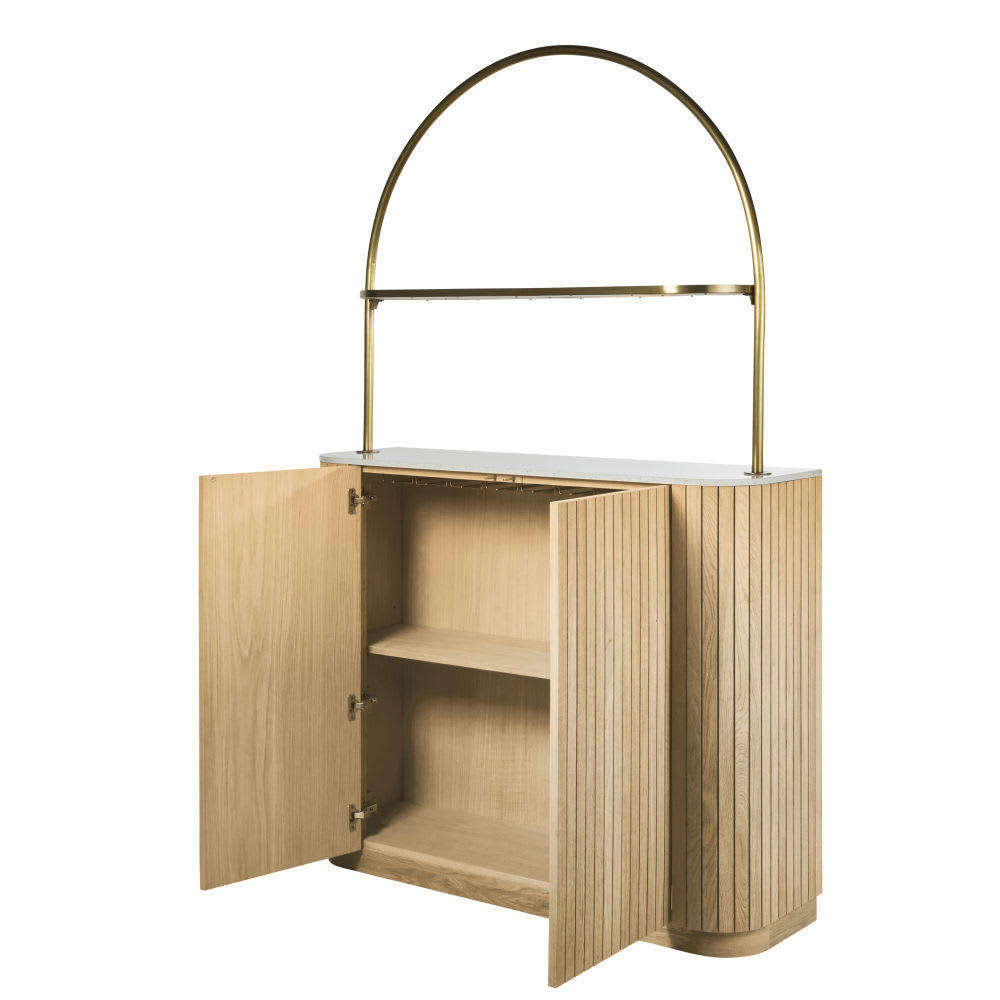 Boldin - Bar en terrazzo blanc avec arc en métal