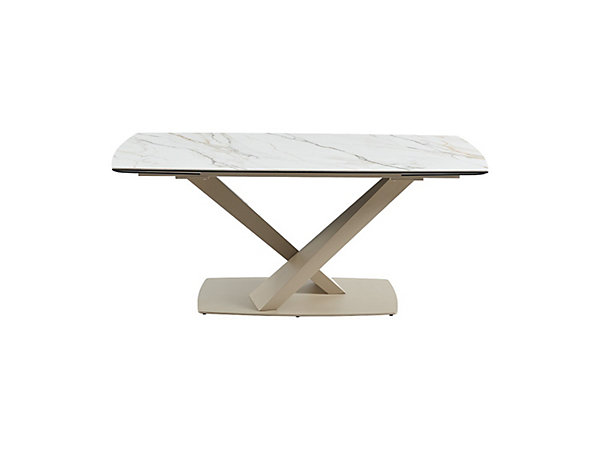 Ensemble table MALATA   4 chaises HEKA - Effet marbre blanc et beige