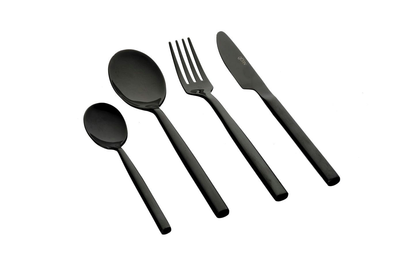 NUDE - Lot de 24 couverts de table en inox noir