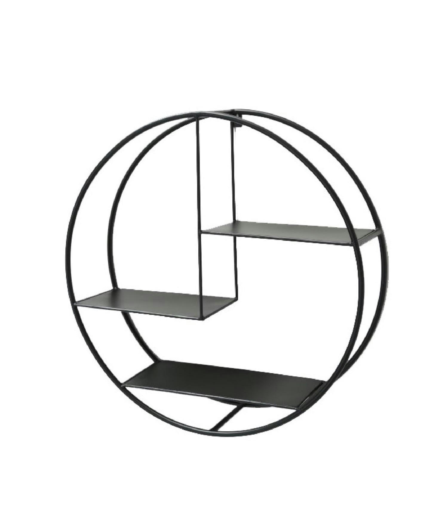 MÉTAL - Étagère murale ronde métal noir D55cm