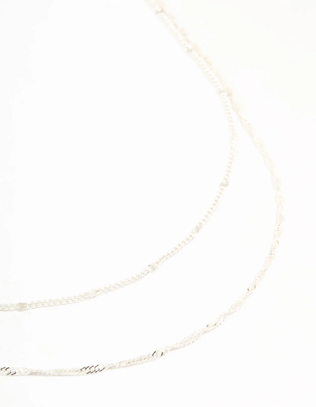 Silver Rope Layered Chain Necklace