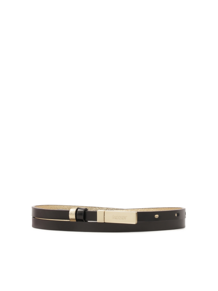 Narrow leather belt in black