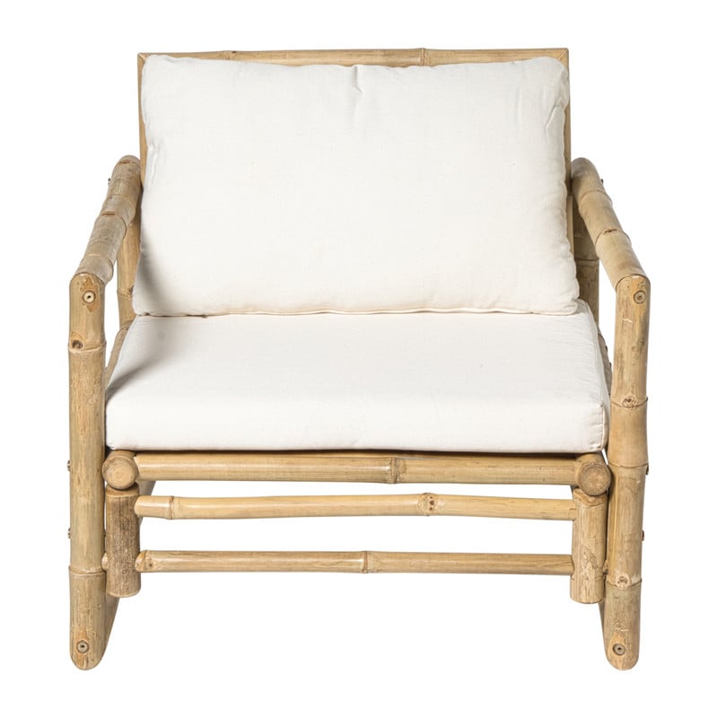 Bamboe tuinfauteuil Hanoi - bruin/wit - 70x75x75 cm