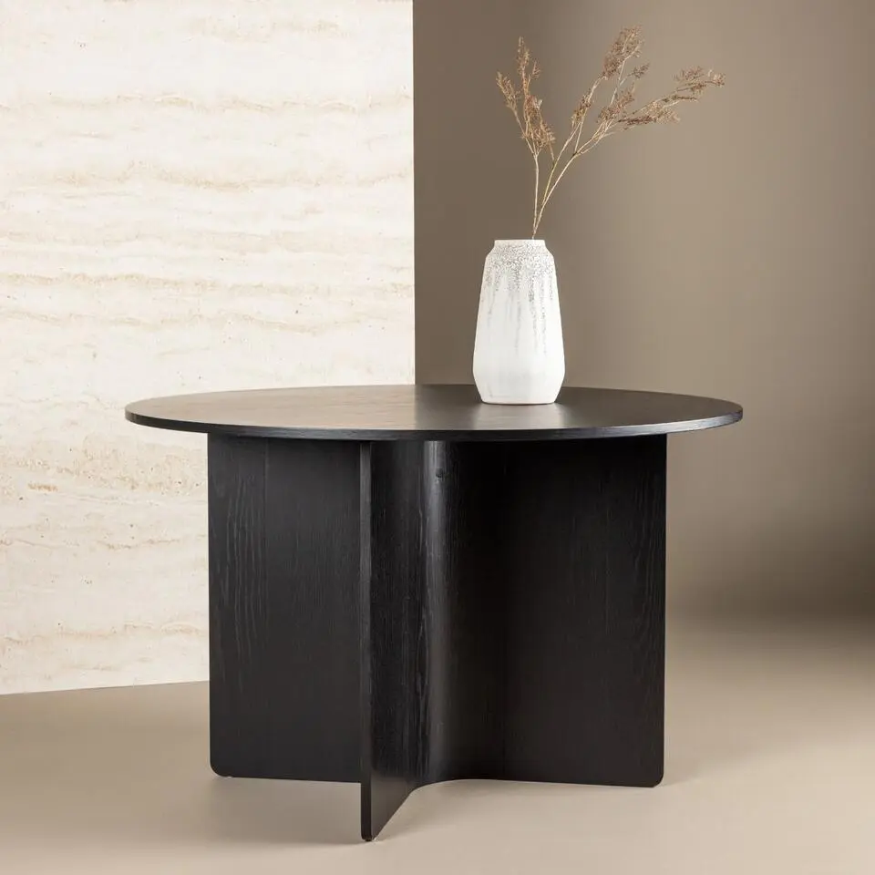 Eettafel Rond - Zwart MDF - 120x120x76cm - Tyres&ouml;