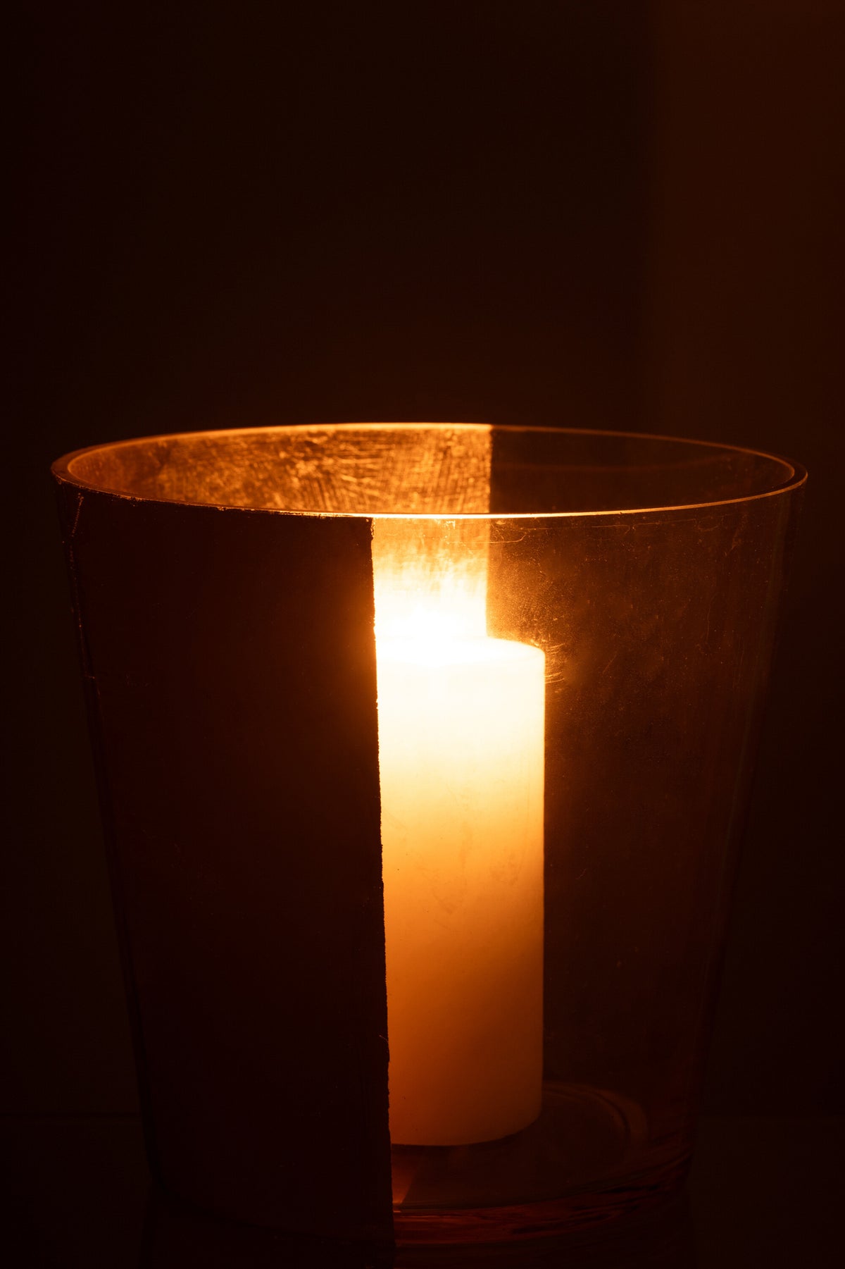 J-Line windlicht boe - glas - transparant/goud - large
