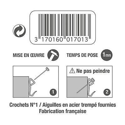Crochet résine blanc n° 1 avec aiguilles vendu par 8 pièces