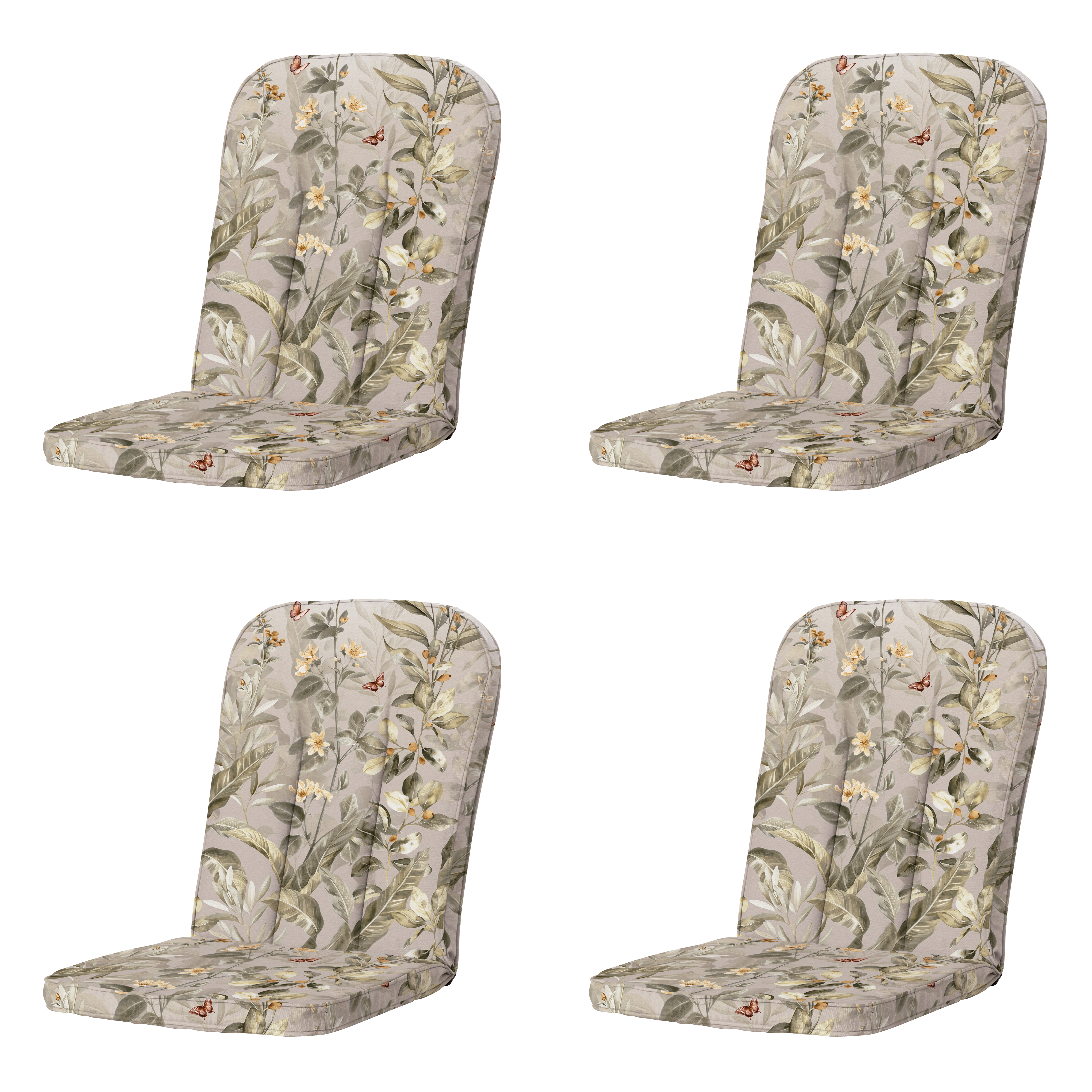 Madison tuintstoelkussen hoge rug Elisa - multikleur - 110x48x6cm - set van 4